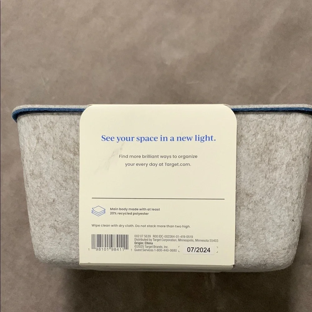 Stackable Felt Bin with Lid - Light Gray